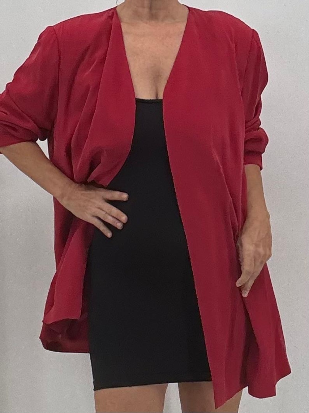 Vintage Y2K Della Reese Touched By An Angel Silk Red Blazer Deadstock Jacket - Picture 11 of 11